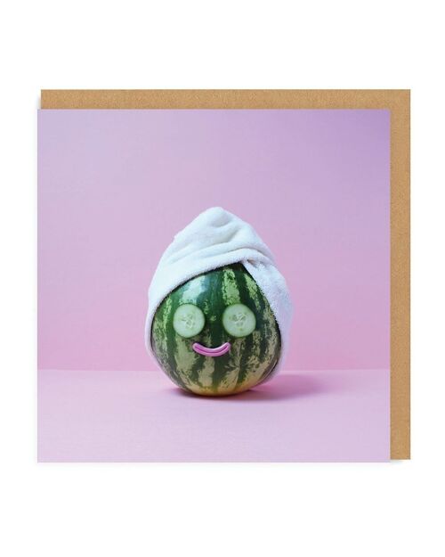 Watermelon Spa Square Greeting Card (5217)