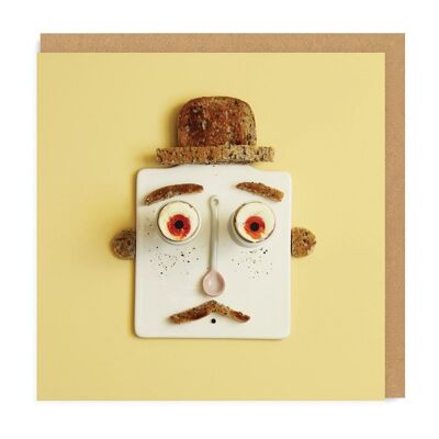 Eggs and Toast Face Square Greeting Card (5235)