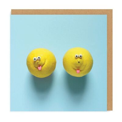 Tarjeta de felicitación cuadrada con caras de limón (5234)