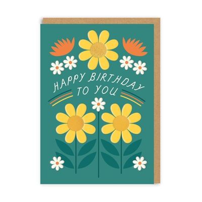 Tarjeta de felicitación floral de feliz cumpleaños a ti (5333)