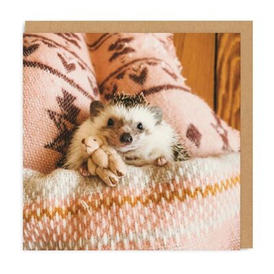 Hedgehog In Bed Square Greeting Card (3755)