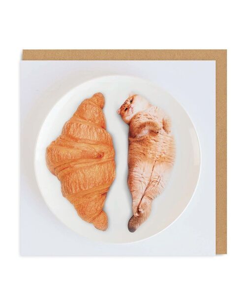 Cat Croissants Square Greeting Card (3757)