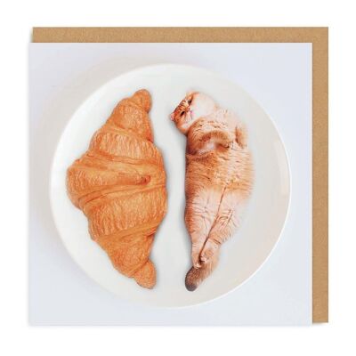 Cat Croissants Square Greeting Card (3757)