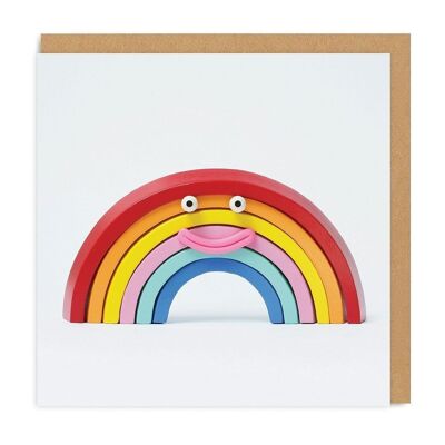 Tarjeta de felicitación cuadrada con cara sonriente de arcoíris (3751)
