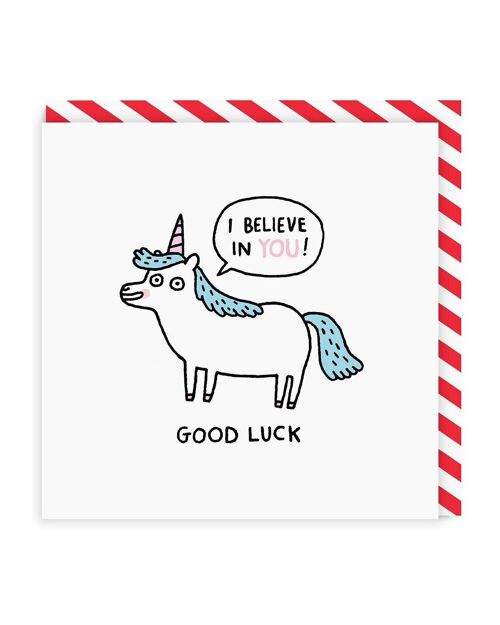Good Luck Unicorn Square Greeting Card (905)