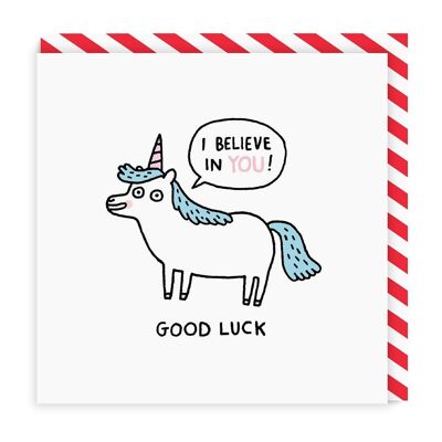 Good Luck Unicorn Square Greeting Card (905)