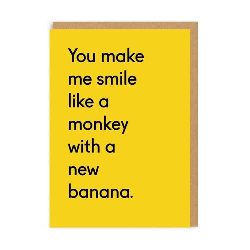 Monkey With a New Banana Greeting Card (3322)