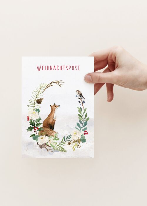 Weihnachtskarte Weihnachtspost Fuchs