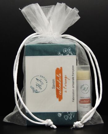 POCHETTE - SAVON CALENDULA ET STICK A LEVRE " NATUREL"