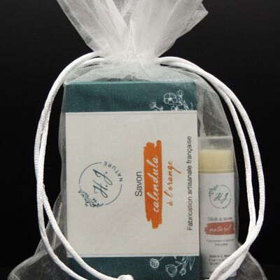 POUCH - CALENDULA SOAP AND "NATURAL" LIP STICK