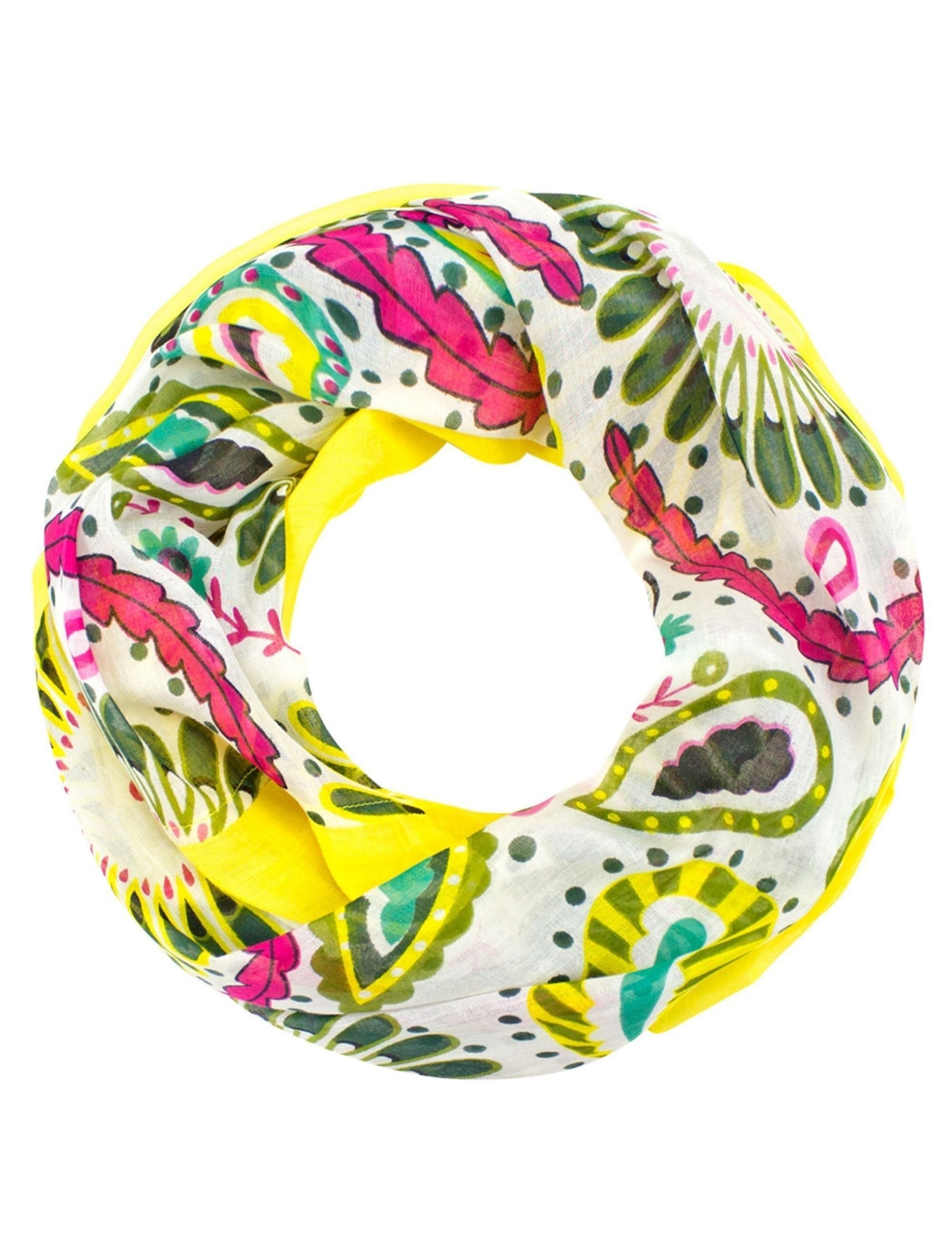 Sciarpa estiva Sunsa realizzata in 100% cotone, sciarpa tubolare con motivo floreale