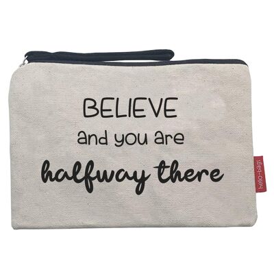 Toiletry Bag / Handbag, 100% Cotton, model "Believe"