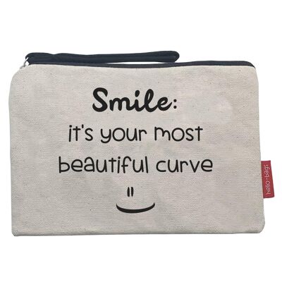 Toiletry Bag / Handbag, 100% Cotton, model "Smile"