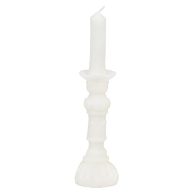 Kerze in Form eines Kerzenhalters aus weißem Wachs