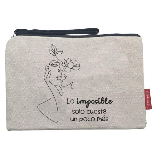 Toiletry Bag / Handbag, 100% Cotton, model "Lo imposible"
