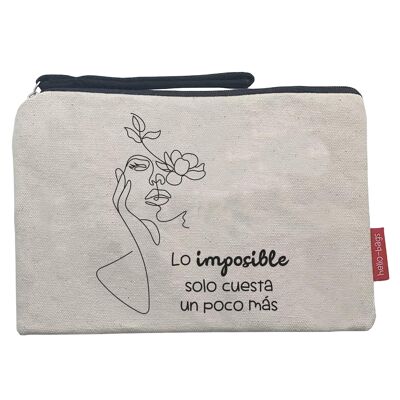 Toiletry Bag / Handbag, 100% Cotton, model "Lo imposible"
