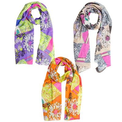 Sunsa set of 3 summer scarves made of 100% cotton