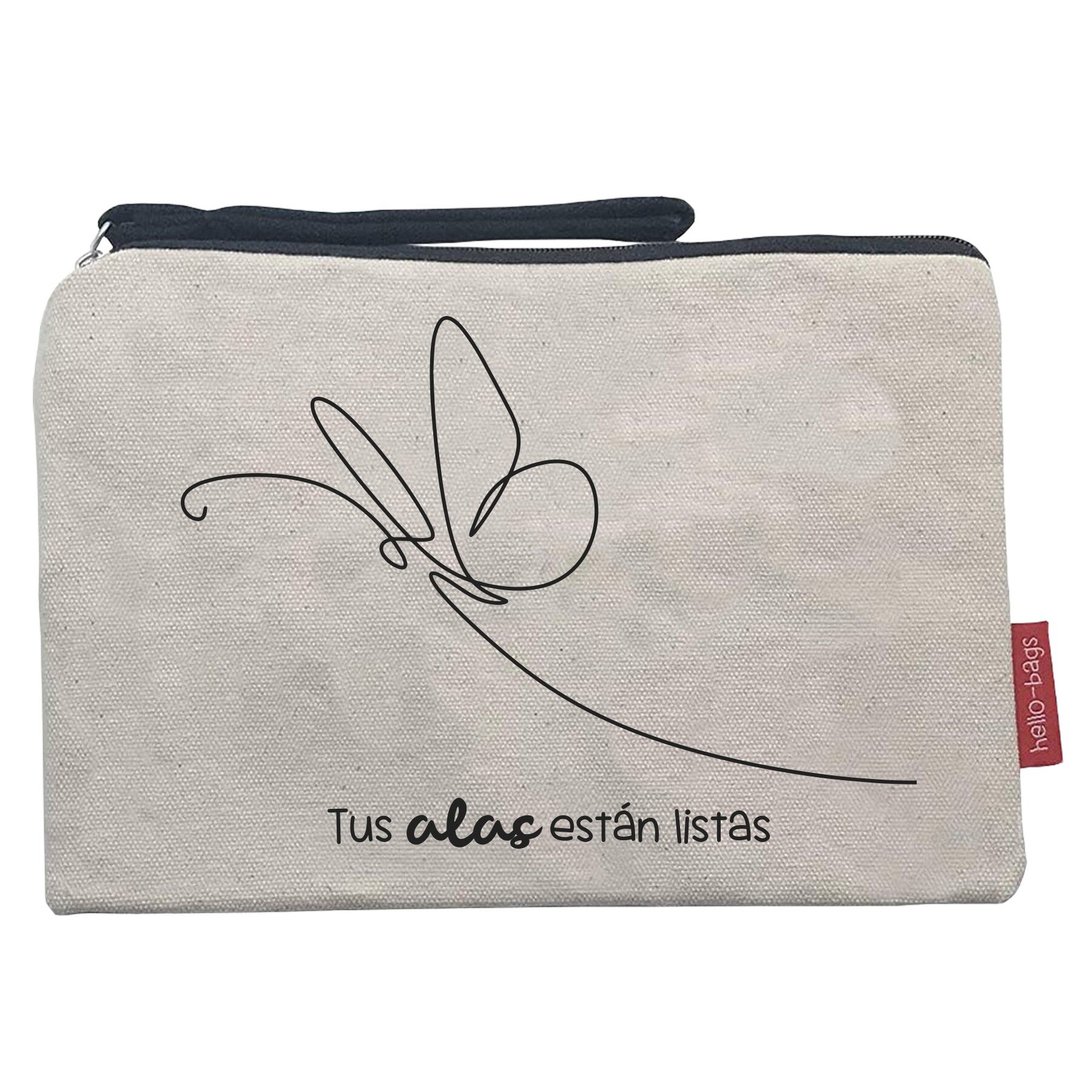 Toiletry Bag / Handbag, 100% Cotton, model "Tus alas"