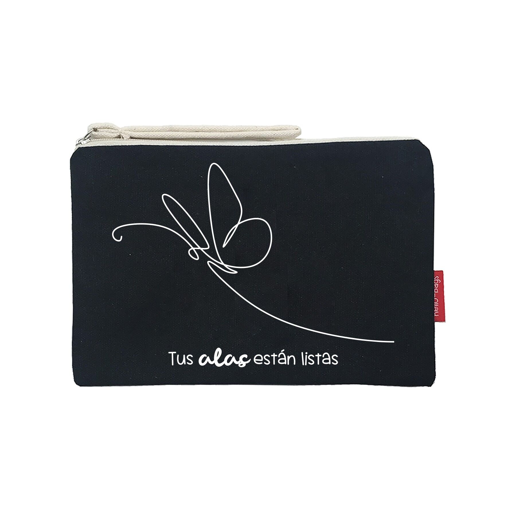 Toiletry Bag / Handbag, 100% Cotton, model "Tus alas"