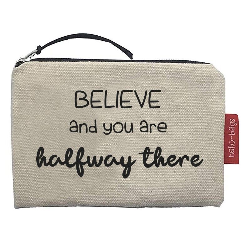 Portamonete / Portafoglio / Portacarte, 100% Cotone, modello "Believe".