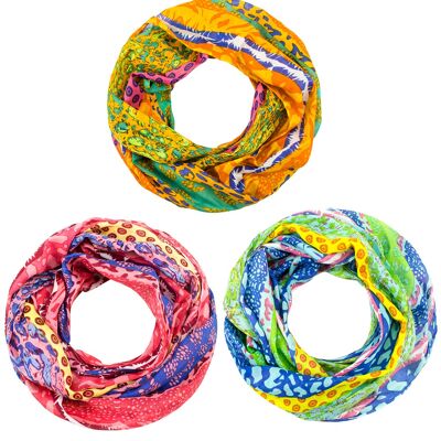 Sunsa set of 3 summer loop scarf made of 100% viscose, neckerchief in tube scarf from Desugn with flowers