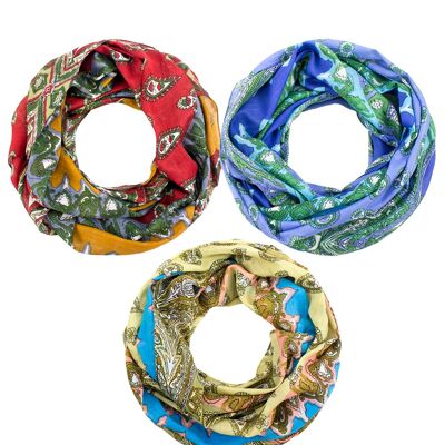Sunsa set of 3 summer loop scarves made of cotton, neckerchief in the form of a tube scarf
