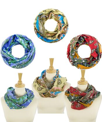 Lot de 3 écharpes à boucles d'été Sunsa en coton, foulard en forme d'écharpe tube 2