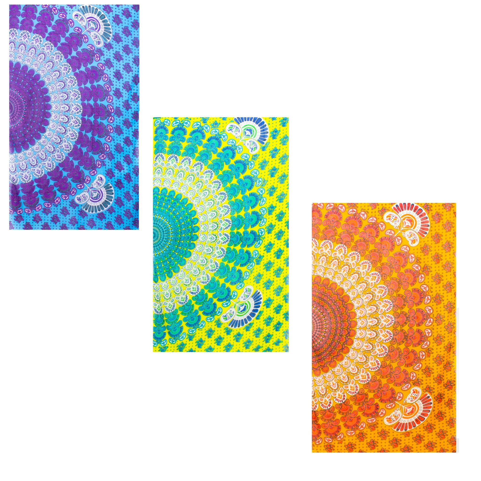 Sunsa summer scarf, neckerchief made of 100% cotton with mandala design