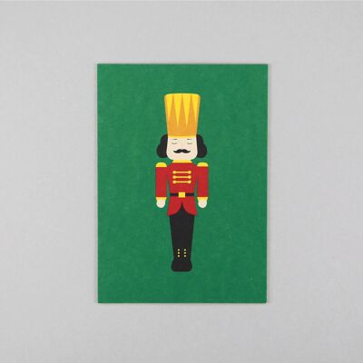 Postal realizada en cartón de pasta de madera Walter Cascanueces Verde