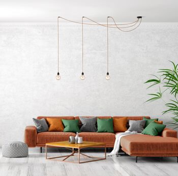 Hang-3 French Linen Ceiling Pendant - 3 Wires 2.50m - Brick Linen Color 2