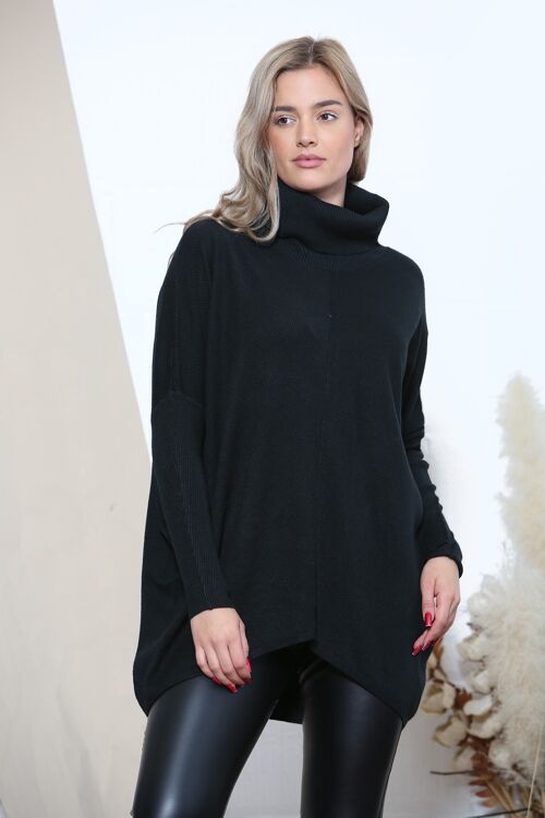 Black dropped hem turtle neck