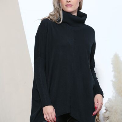 Black dropped hem turtle neck