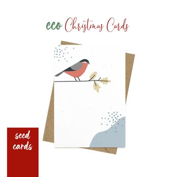 Tarjeta de Navidad Plantable - Pájaro Rojo 1