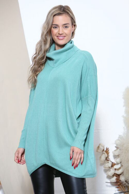 Lake Green dropped hem turtle neck