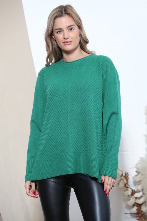 Green Casual jumper with textured detail
