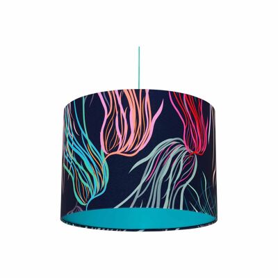 Grassed satin lampshade with jade green innner