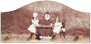 Cintre en bois de chocolat décoré antique 2