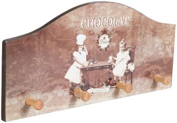 Cintre en bois de chocolat décoré antique 1