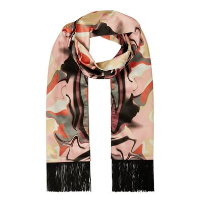 Marble melt print fringed scarf