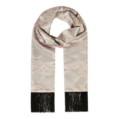Lace delicate print fringed scarf