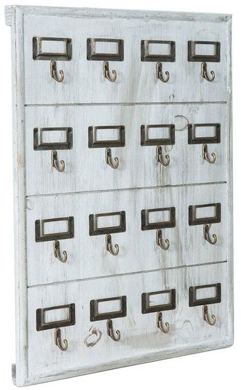 Porte-clés en bois vitrine finition blanc antique L5477 1