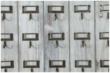 Vitrine porte-clés en bois finition blanc antique L5475 3