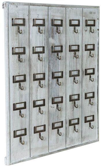 Vitrine porte-clés en bois finition blanc antique L5475 1