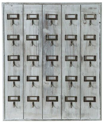 Vitrine porte-clés en bois finition blanc antique L5475 2