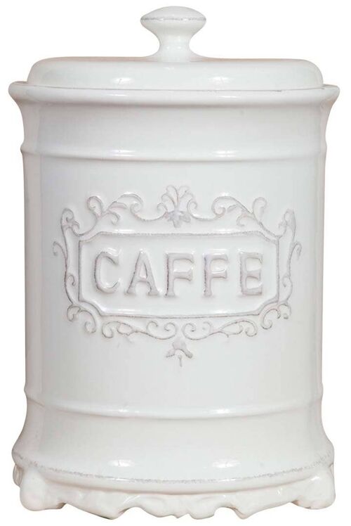 Barattolo Caffe In Porcellana Bianca Shabby L16xpr16xh24,5