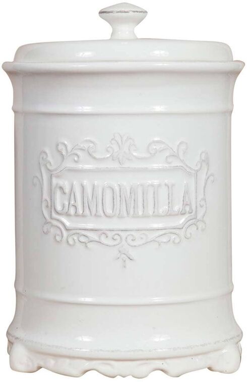 Barattolo Camomilla In Porcellana Bianca Shabby L16xpr16xh24