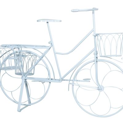 Bicicletta Portafiori In Ferro Battuto Finitura Bianca Antic F1431