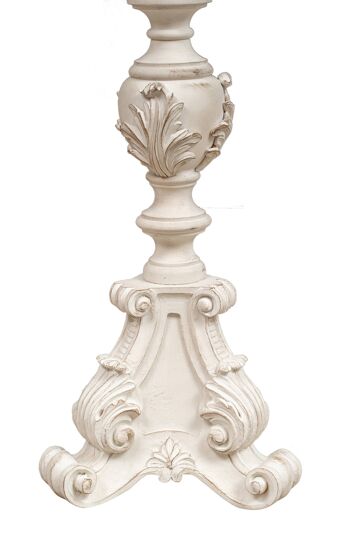 Bougeoir en Bois Finition Blanc Antique Made L7399-B 5