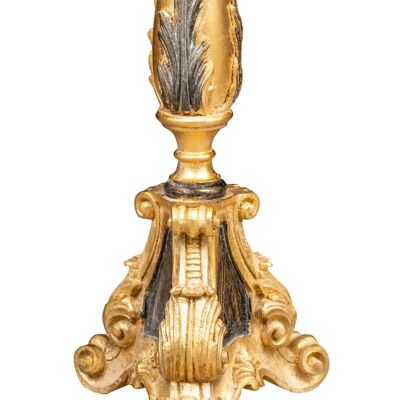 Candeliere In Legno Finitura Foglia Oro Anticato E Nero L7400-ON