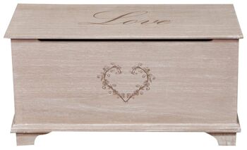 Shabby Love Chest En Bois Finition Blanc Antique L5648-G 3